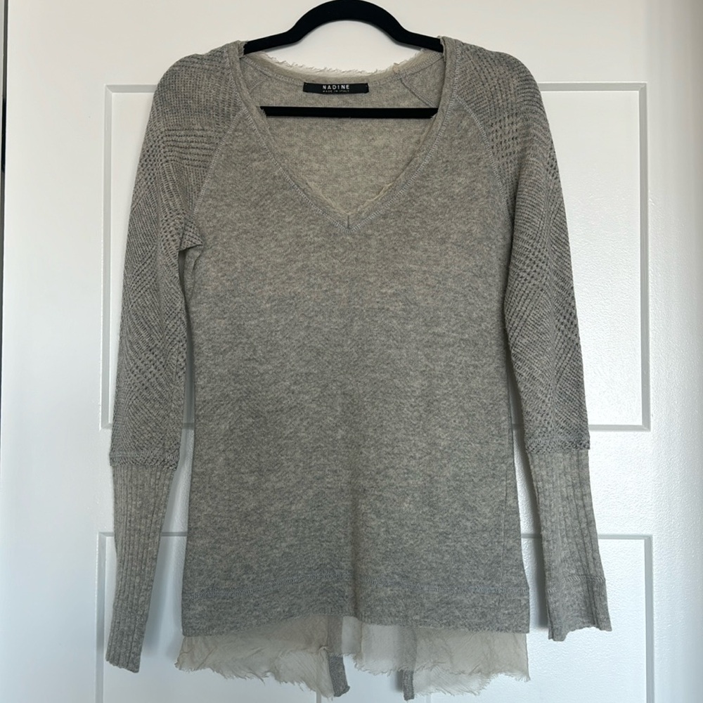 Nadine Wool Silk V-Neck Sweater Made in Italy, Size S